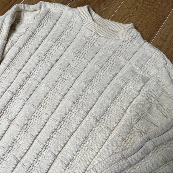 Oscar De La Renta MENS White Crewm Jumper Sweater LARGE Beautiful Warm - Picture 5 of 5